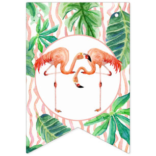 Baby Shower Pennant Bunting Flamingo Leaf Stripe Bunting