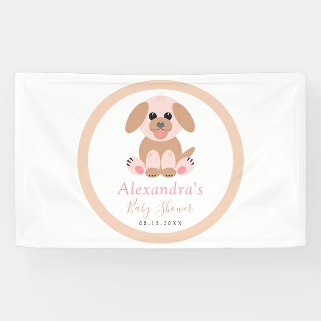 Baby Shower Personalised Neutral Puppy Welcome Banner (Horizontal)