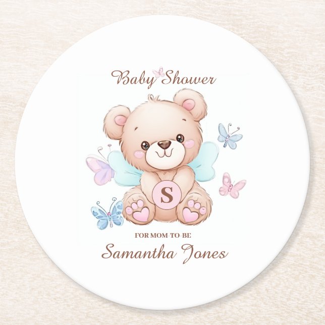 Baby Shower Personalised Paper Coaster (Front)