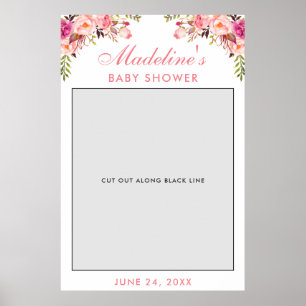 Baby Shower Photo Booth Prop   Pink Floral Poster