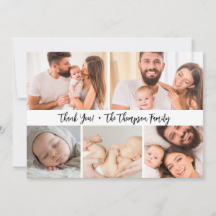 Baby Shower Photo Collage Handlettering Script Thank You Card