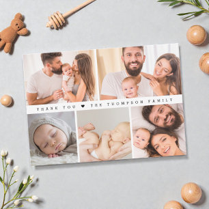 Baby Shower Photo Collage Simple Thank You Card