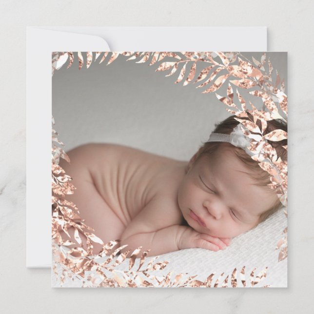 Baby Shower Photo Floral  Rose Gold Royal  Baby Invitation (Back)