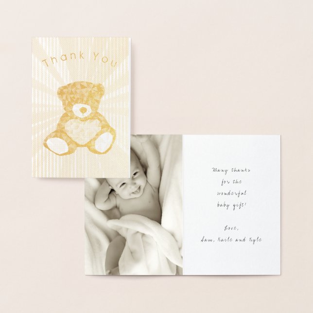 Baby Shower Photo Template Thank You Gold Card (Display)