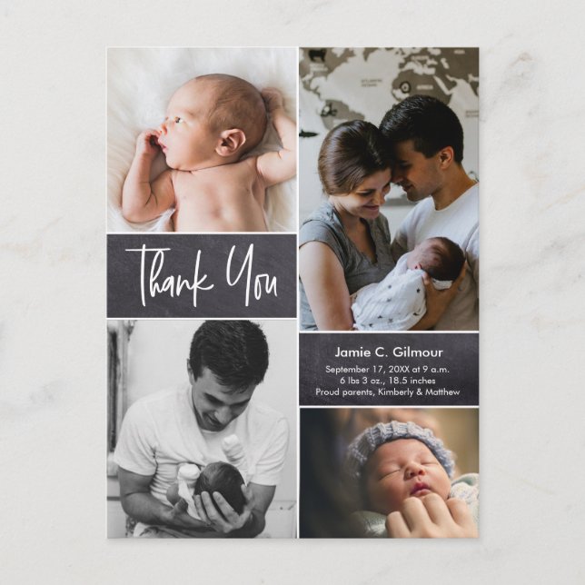 Baby shower photo thank you birth announcement postcard (Front)