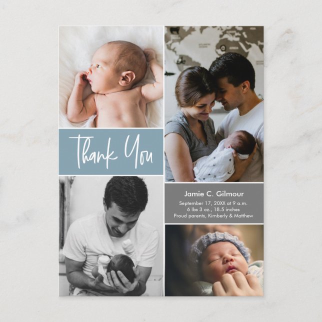 Baby shower photo thank you birth announcement postcard (Front)