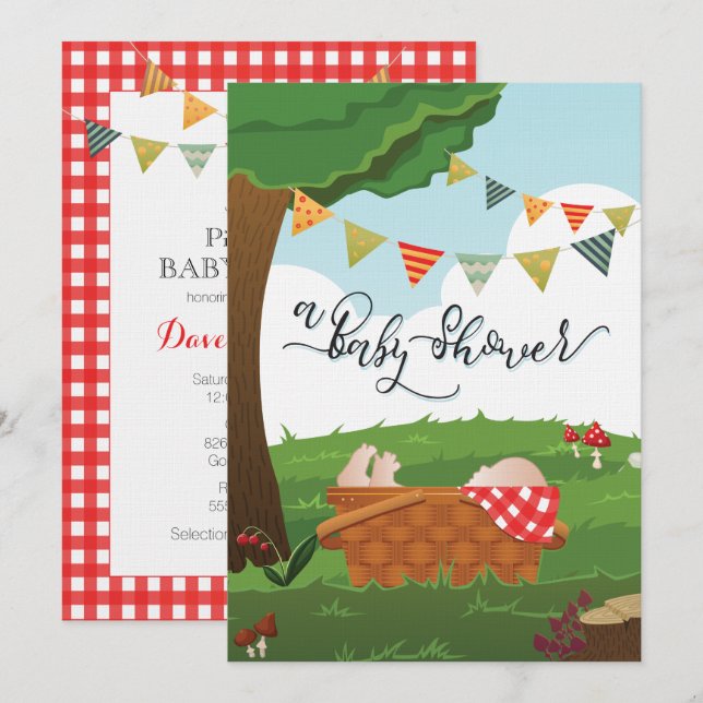 Baby Shower Picnic/BBQ/Woodland Invitation (Front/Back)