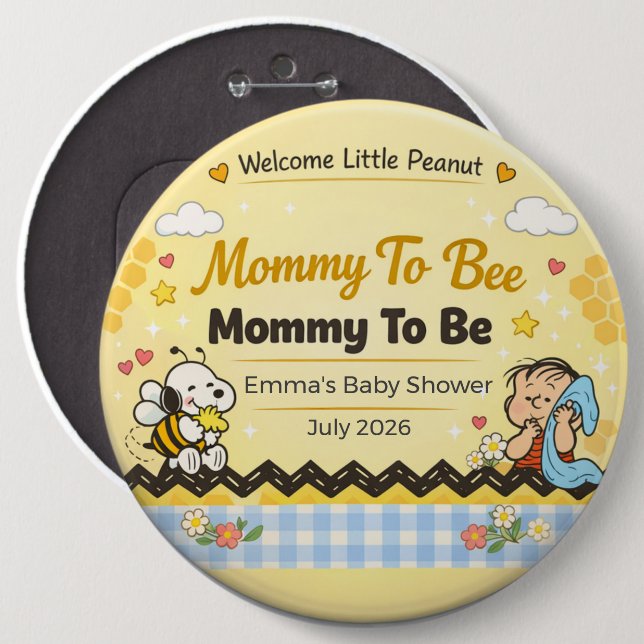 Baby Shower Pin | Mummy To Bee | Little Peanut (Front & Back)