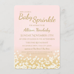 Baby Shower Pink and Gold Sparkle Invitation