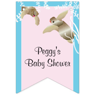 Baby Shower Pink/Baby Turtle, Swallowtail Banner