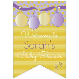 Baby Shower Pink "Baby's Feet," Swallowtail Banner