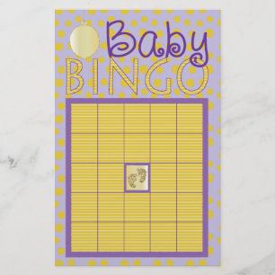 Baby Shower Pink BINGO "Dots,Stripes/Purple, Gold" Flyer