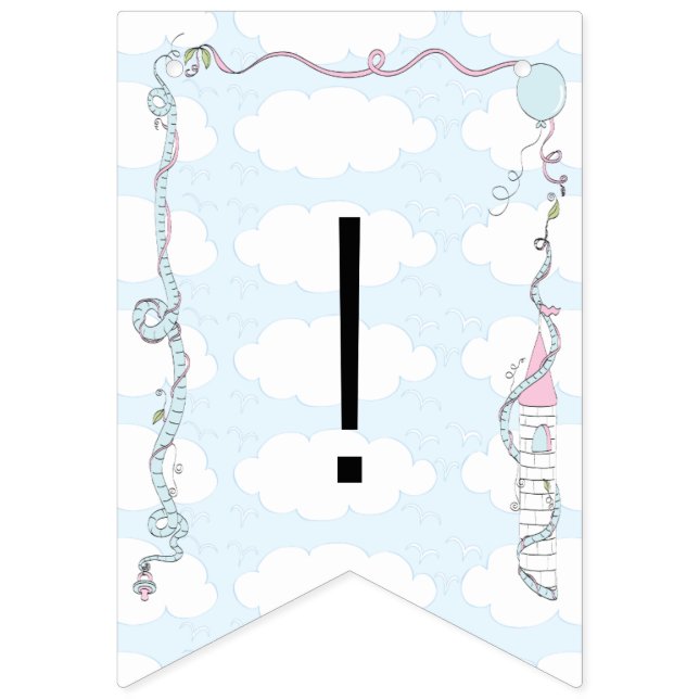 Baby Shower Pink/Blue/Castle, Swallowtail Banner (Sixteenth Flag)