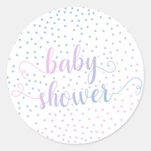 Baby Shower Pink Blue Confetti, Gender Neutral Classic Round Sticker