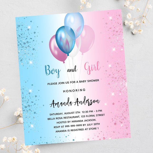 Baby Shower pink blue girl boy invitation (Creator Uploaded)