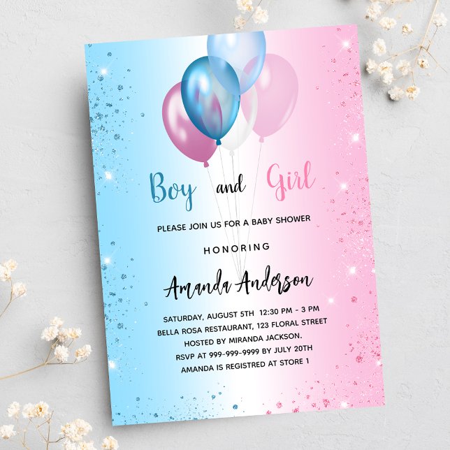 Baby Shower pink blue girl boy twins luxury Invitation (Creator Uploaded)