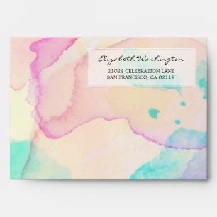 Baby Shower   Pink Blue & Purple Watercolor Splash Envelope