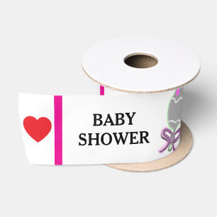 Baby Shower Pink Blue Yellow Green Rattles Satin Ribbon