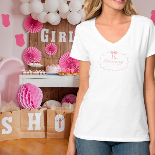 Baby Shower Pink Bow Girl Coquette Mummy Custom T-Shirt