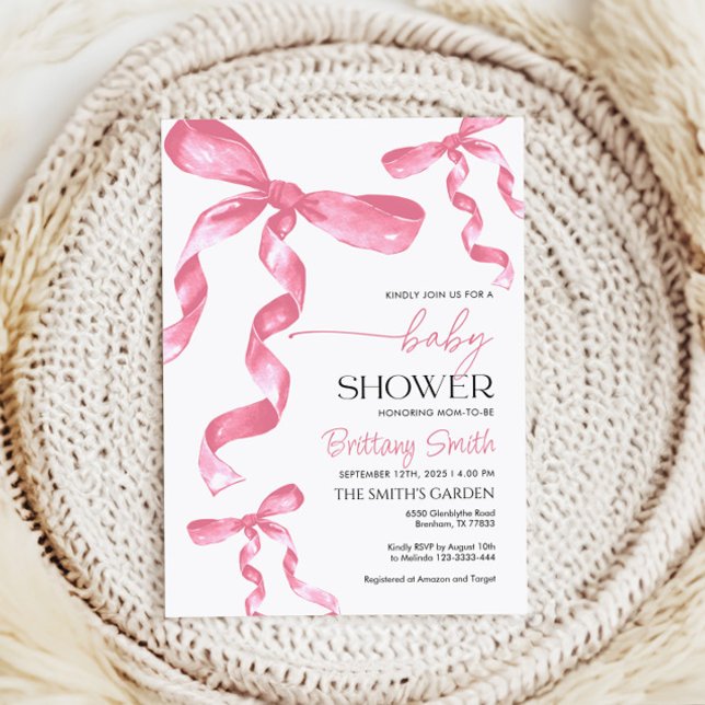 Baby Shower Pink Bow Invitation (Creator Uploaded)