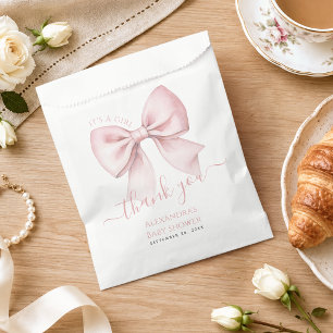 Baby Shower Pink Bow It's a Girl Thank You Favour Bags
