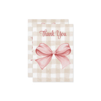 Baby Shower Pink Bow Themed Custom  Thank You Card