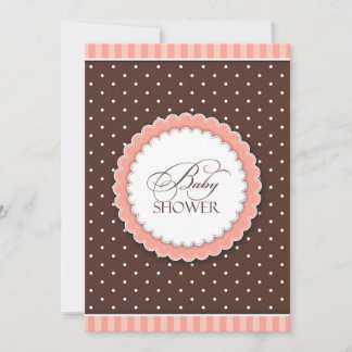 Baby Shower Pink Brown Flat Invitation