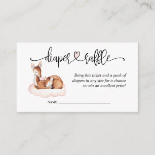 Baby Shower Pink Cloud Deer Diaper Raffle Enclosure Card