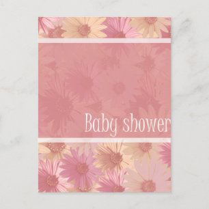 baby shower pink daisies invitation postcard