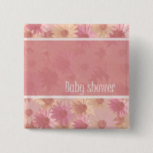 baby shower pink daisy button