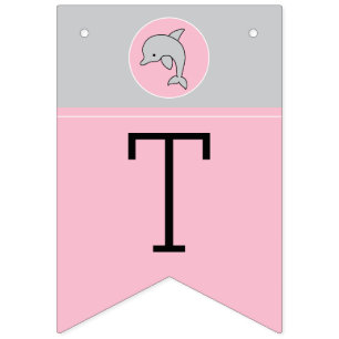 Baby Shower Pink/Dolphin, Swallowtail Banner