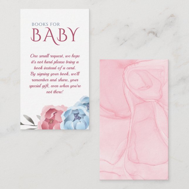 Baby Shower Pink Elegant Floral Books For Baby Enclosure Card (Front/Back)