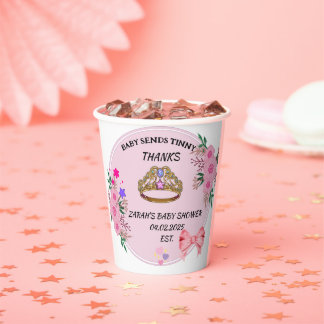 BABY SHOWER PINK FLORAL PAPER CUPS
