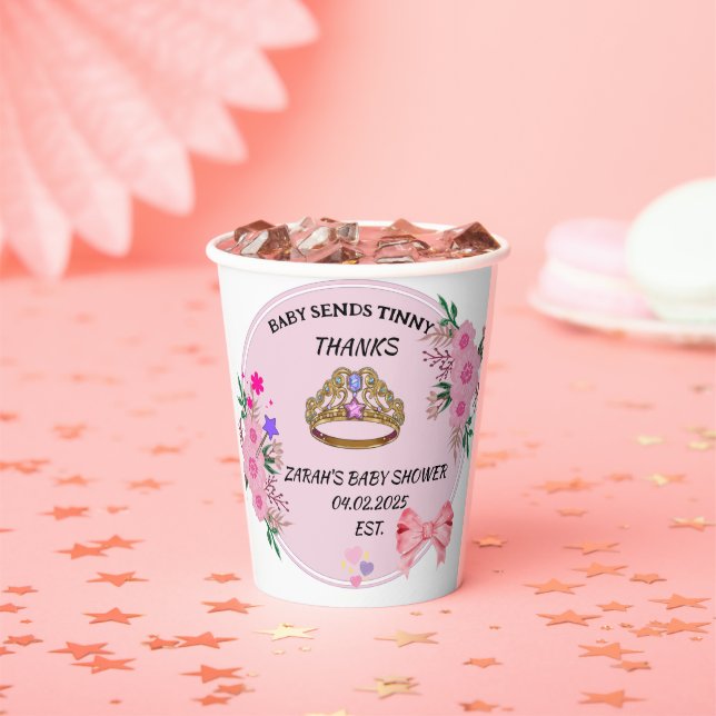BABY SHOWER PINK FLORAL PAPER CUPS (Insitu)