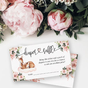 Baby Shower Pink Floral Watercolor Deer Enclosure Card