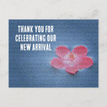 Baby Shower Pink Flower Blue Water Guest Thank You