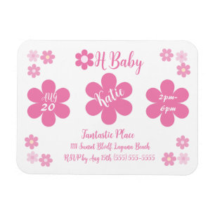 Baby Shower-Pink Flower Glam- Magnet