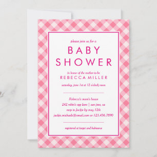Baby Shower   Pink Gingham Invitation