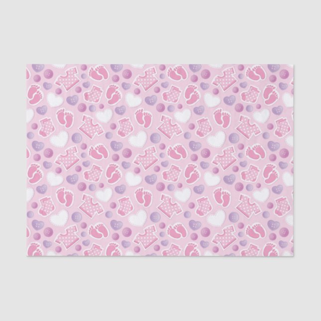 Baby Shower Pink Girl Tissue Paper (Front)
