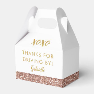 Baby Shower Pink Glitter Simple Drive By  Favour Box