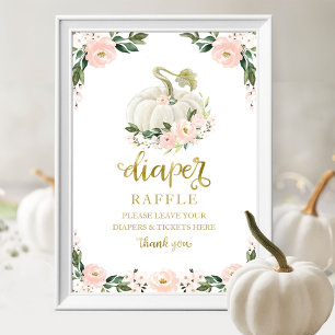 Baby Shower Pink Gold Diaper Raffle Game Sign