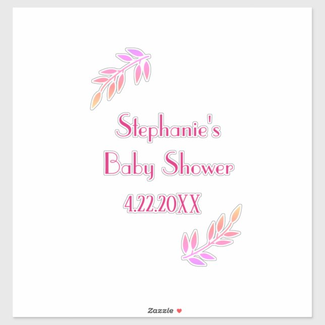 Baby Shower Pink Leaf Pattern Girls Girly Cute (Sheet)
