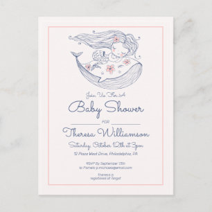 Baby Shower Pink Little Girl Mermaid Postcard