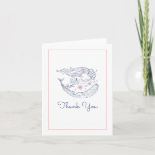 Baby Shower Pink Little Girl Mermaid Thank You Card