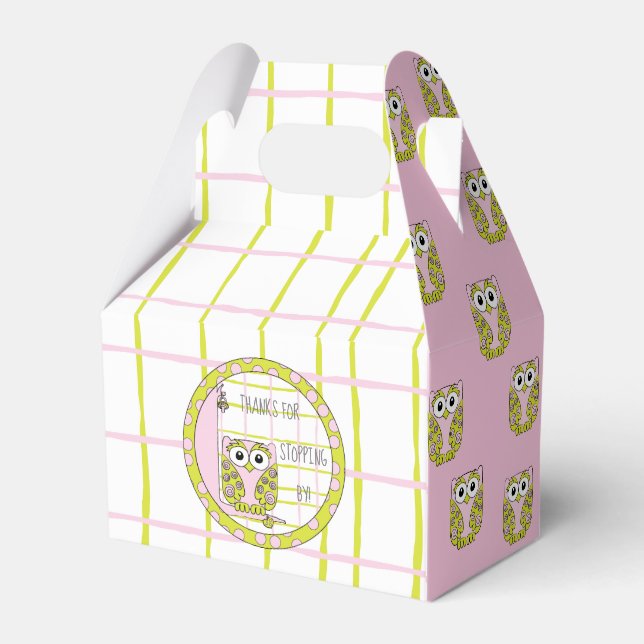 Baby Shower Pink Owl Favour Box (Back Side)
