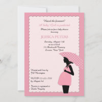 Baby Shower Pink Polka Dot Umbrella Invitation
