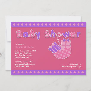 Baby Shower Pink Purple Flat Invitation