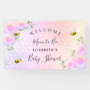 Baby shower pink rainbow greenery mum to bee banner