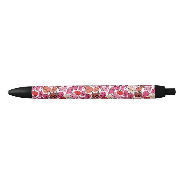 Baby shower pink red cute pattern black ink pen (Front)