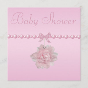 Baby Shower Pink Rose, Shoes, & Jewel Pacifier Invitation